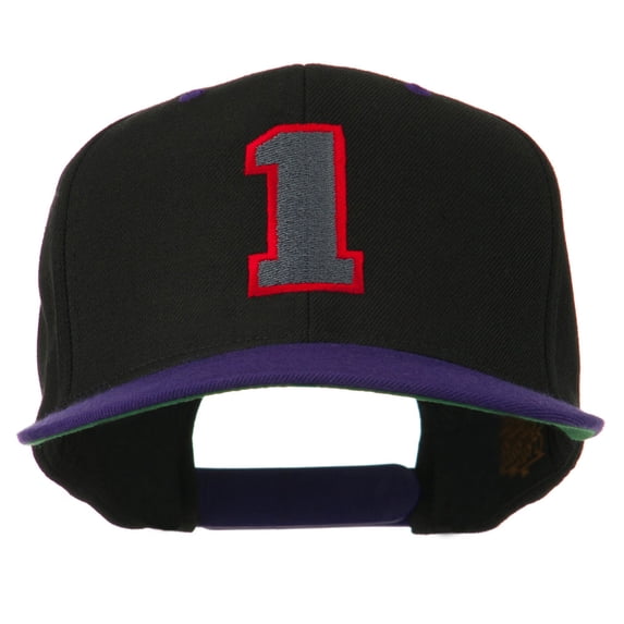 Athletic Number 1 Embroidered Classic Two Tone Cap - Black Purple OSFM
