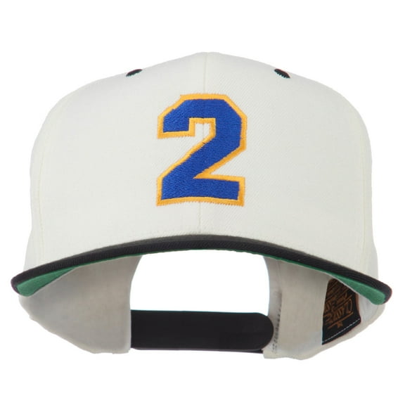 Athletic Number 2 Embroidered Classic Two Tone Cap - Natural Black OSFM