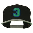 thumbnail image 1 of Athletic Number 3 Embroidered Classic Two Tone Cap - Black Grey OSFM, 1 of 5