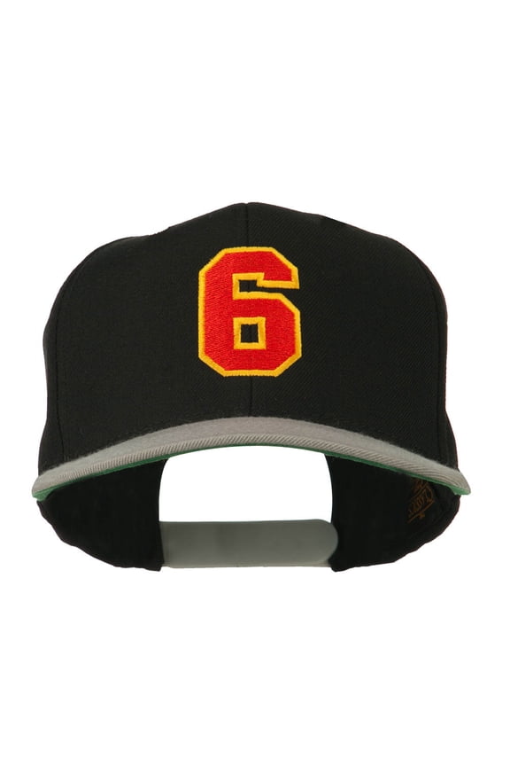 Athletic Number 6 Embroidered Classic Two Tone Cap - Black Grey OSFM