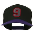 thumbnail image 1 of Athletic Number 9 Embroidered Classic Two Tone Cap - Black Purple OSFM, 1 of 5