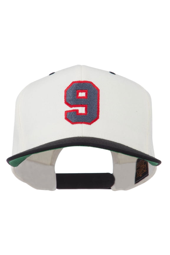 Athletic Number 9 Embroidered Classic Two Tone Cap - Natural Black OSFM