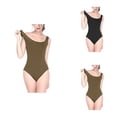 thumbnail image 1 of Athletic One Piece Swimsuit for Teen Girls - Solid Black & Brown Racerback Bathing Suit, Sizes 7-16, 1 of 9
