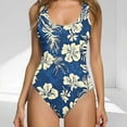 thumbnail image 1 of Athletic One Piece Swimsuits for Women, Tummy Floral Printed Bathing Suits or Teen Girls Beach Swimwear Cute One-Piece Swimsuit Blue XL, 1 of 4