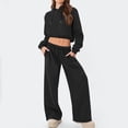 thumbnail image 1 of Athletic Outfit Sets 2 Piece Women Solid Crop Hoodie Wide Leg Jogger Pants Black XXL, 1 of 9