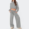 thumbnail image 1 of Athletic Outfit Sets 2 Piece Women Solid Crop Hoodie Wide Leg Jogger Pants Gray XXL, 1 of 9