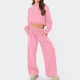 thumbnail image 1 of Athletic Outfit Sets 2 Piece Women Solid Crop Hoodie Wide Leg Jogger Pants Pink L, 1 of 9