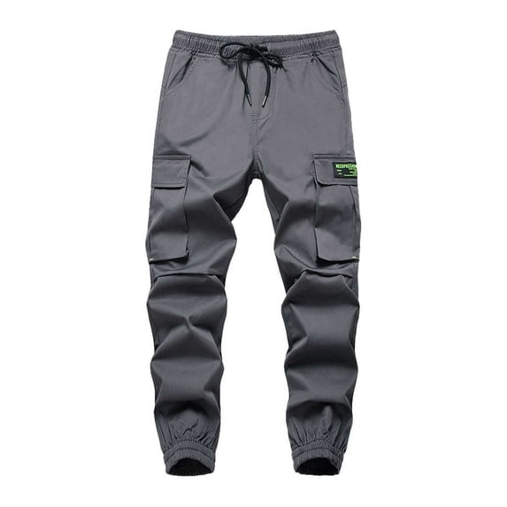 Athletic Pants for Kids, Boys' Cargo Pants Lightweight Spring Summer Drawstring Waist for Daily Outdoor Wear Versatile Kids Pants for 7-16 Years Old,Color:Dark Gray,Size:7-8 Years