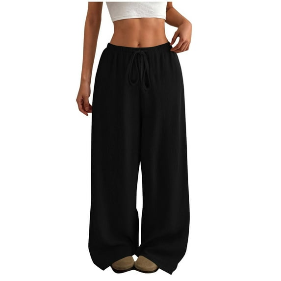 Athletic Pants for Women Fall Casual Solid Color Jogger Pants Loose Lightweight Sweatpants Fashion Elastic Drawstring Waist Trendy Workout Pants for Vacation Travel