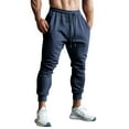 thumbnail image 1 of Athletic Pants for Men Drawstring Elastic Waist Slim Fit Trousers With Pockets Sports Comfy Running Gym Training Sweatpant (2XL, Navy), 1 of 6