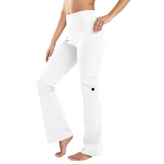 Athletic Pants for Women High Waisted Pull on Pants Casual Yoga Pants Flare Leggings with Pockets for Workout Running Athletic Activewear