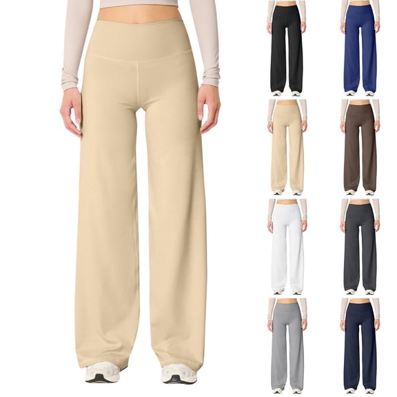 Athletic Pants for Women Wide Leg Pants High Waist Yoga Sweatpants Casual Lounge Pajamas Travel Workout Athletic Pants Khaki XL