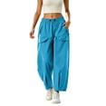 thumbnail image 1 of Athletic Pants for Womens Solid Color Drawstring Elastic Waist Drying Hiking Pants with Pockets 3XL, 1 of 6