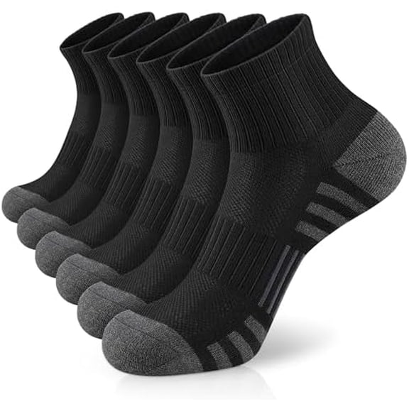 Athletic Quarter Socks with Cushion Running Ankle Socks for Men Women 6 Pairs