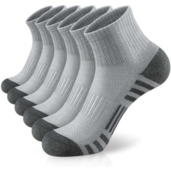 Athletic Quarter Socks with Cushion Running Ankle Socks for Men Women 6 Pairs