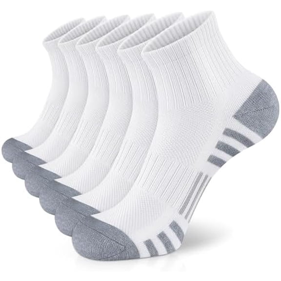 Athletic Quarter Socks with Cushion Running Ankle Socks for Men Women 6 Pairs