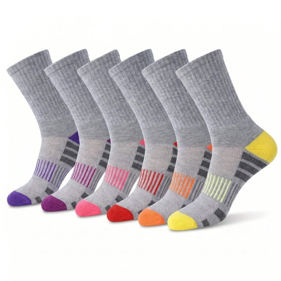 Tipi Toe Women's Athletic Performance Socks with Enhanced Cushioning (6 Pairs)