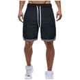 thumbnail image 1 of Athletic Running Shorts for Men Quick Dry Elastic Waist Shorts with Side Pockets Workout Anti-Chafe Gym Hiking Shorts 7"/5"/9" Drawstring Clothes,Black L, 1 of 3