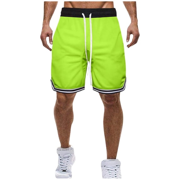 Athletic Running Shorts for Men Quick Dry Elastic Waist Shorts Workout Lightweight Sports Gym Basketball Shorts with Side Pockets Drawstring Clothes,Green 2XL