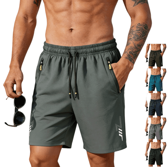 Athletic Running Shorts for Men Casual Fashion Drawstring Shorts Outdoor Quick Dry Lightweight Tennis Shorts with Zipper Pockets Dark Gray XL