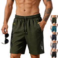 thumbnail image 1 of Athletic Running Shorts for Men Casual Trendy Drawstring Shorts Summer Lightweight Quick Dry Tennis Shorts with Zipper Pockets Army Green L, 1 of 2