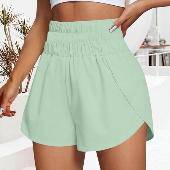 Athletic Running Shorts for Women Dolphin High Waisted Workout Gym Shorts Stretchy Breathable Pants Green XL
