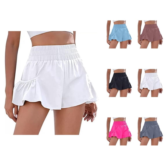 Athletic Running Shorts for Women Summer Casual Elastic High Waist Quick Drying Flowy Workout Gym Shorts with Pockets