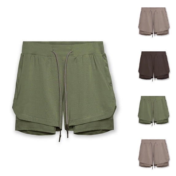 Athletic Running Shorts for Women Summer Casual Elastic Waist Double Layer Lightweight Breathable Workout Gym Shorts