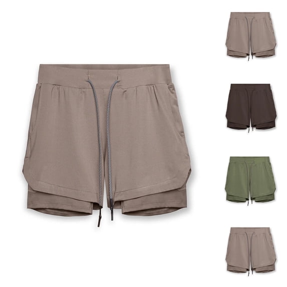 Athletic Running Shorts for Women Summer Casual Elastic Waist Double Layer Lightweight Breathable Workout Gym Shorts
