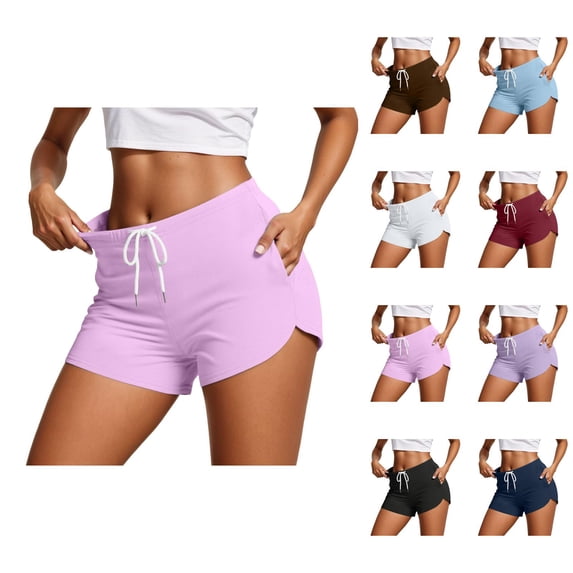 Athletic Running Shorts for Women Summer Casual Elastic Waist Lightweight Breathable Workout Yoga Gym Shorts with Pockets