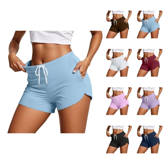 Athletic Running Shorts for Women Summer Casual Elastic Waist Lightweight Breathable Workout Yoga Gym Shorts with Pockets