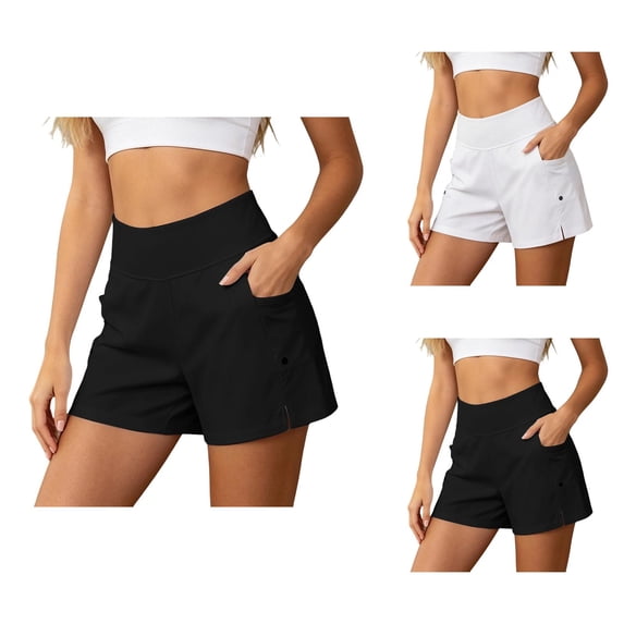 Athletic Running Shorts for Women Summer Elastic High Waisted Loose Casual Beach Shorts with Pockets