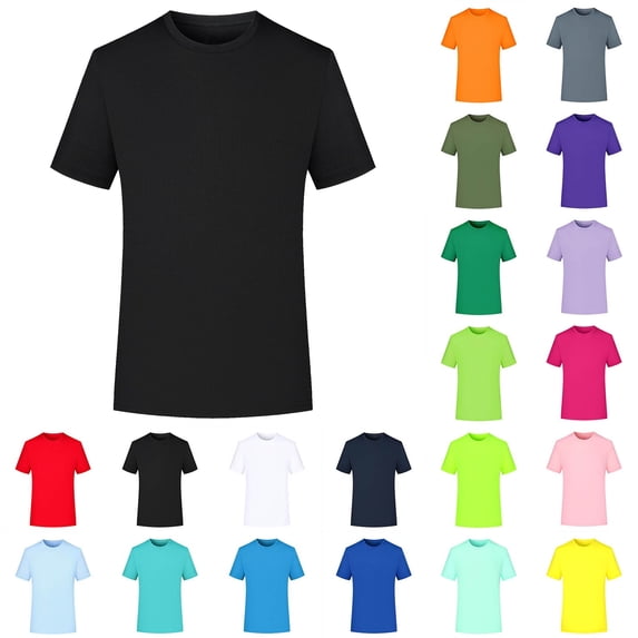 Athletic Shirts Dqueduo Unisex Solid-Color Stretch Crew Neck Tee – Casual & Sports Short Sleeve T-Shirt for Men & Women Black M