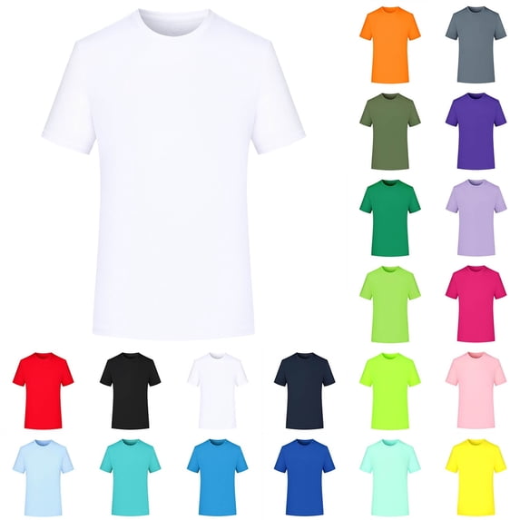 Athletic Shirts Dqueduo Unisex Solid-Color Stretch Crew Neck Tee – Casual & Sports Short Sleeve T-Shirt for Men & Women White XXXL