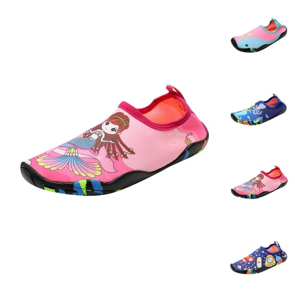 Athletic Shoes Boys Sneaker Kids Toddler Boys Girls Cartoon Outdoors Water Shoes Barefoot Quick-Dry Aqua Socks Non- Rubber Sole Snorkeling Shoes 3-8Y