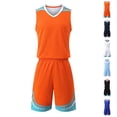 thumbnail image 1 of Athletic Short Set V Neck 2 Piece Fashionable Children's Casual Short Sleeved Round Neck With Shorts Sports Breathable Set Black 6 Years, 1 of 8