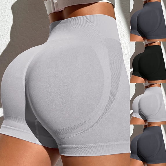 Athletic Shorts For Women High Waisted Quick Dry For Running Workout Gym Track Peach-Shaped Light Gray M