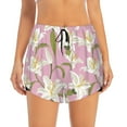 Athletic Shorts For Women Lilies Flowers Light Pink Running Shorts