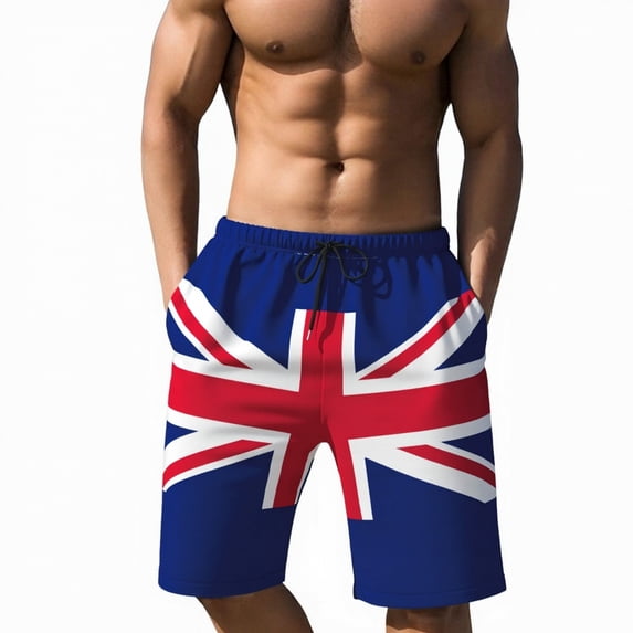 Athletic Shorts Men British Flag Drawstring Casual Printed Elastic WaistbSummer Beach Gym Sports Workout Gym Basketball Shorts With Pockets