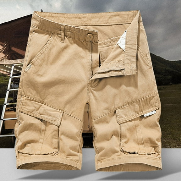 Athletic Shorts Men Clearance, Men's Summer Fashion Solid Color Casual Shorts Multi-Pocket Cargo Shorts