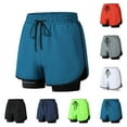 thumbnail image 1 of Athletic Shorts Men Shorts for Men Men Large Size Solid Color Casual Fashion Loose Sports Three-Quarter Pants Drawstring Pockets Double Layer Exercise Shorts Pants Black Xxxxl, 1 of 6