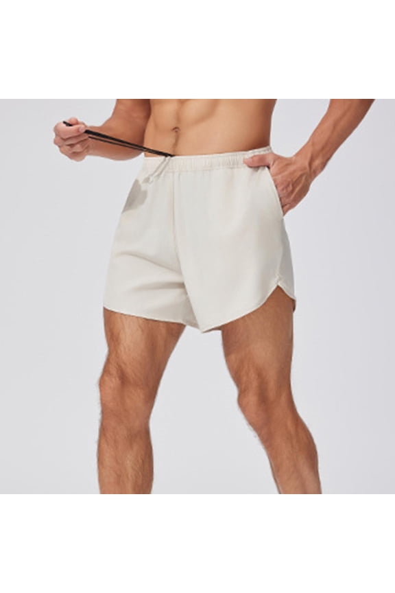 Athletic Shorts for Men Solid Color Quick Dry Outdoor Running Lined Sports Tapered Phone Zipper Pocket Straps Shorts Elastic Waist Drawstring Lightweight Athletic Shorts