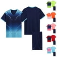 thumbnail image 1 of Athletic Shorts Set 2 Piece Summer Outfits Fashionable Children's Casual Short Sleeved Round Neck With Shorts Sports Breathable Set Green 11 Years, 1 of 4