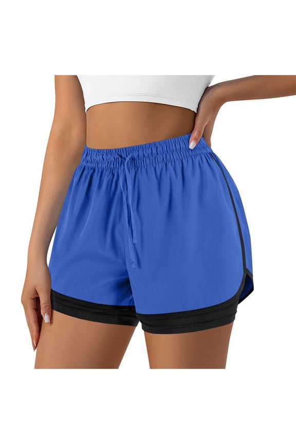 Athletic Shorts Women New Women's Running Shorts for Gym Yoga Workout Athletic Shorts High Waisted Shorts with Liner Pockets New Blue L