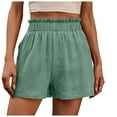 thumbnail image 1 of Athletic Shorts for Women Double Layered Pleats Hem Straight Leg Casual High Waist Sports Loose Fit Casual Fashion Bermuda Cargo Board Gym Mint Green Bottoms Sizes S, 1 of 7