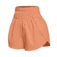 thumbnail image 1 of Athletic Shorts Women Knit Waistband Workout Running Above Knee Shorts Orange XL, 1 of 7