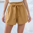 thumbnail image 1 of Athletic Shorts Women Summer High Waist Shorts Women Tie Waist Beach Vacation Shorts Casual Streetwear Brown L, 1 of 7