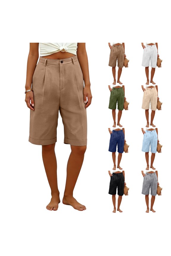 Athletic Shorts Women Women's High Waisted Wide Leg Summer Fashion 2026 Beach Vacation Clothes Casual Shorts Camel S
