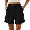 thumbnail image 1 of Athletic Shorts Women's High Waist Dress Shorts With Pleats Side Pockets Elastic Back Gym Shorts Women Black XL, 1 of 6
