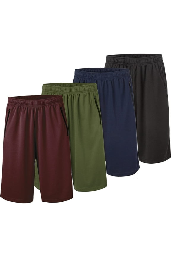 Athletic Shorts for Men - 4 Pack Men's Activewear Quick Dry Basketball Shorts - Workout, Gym, Running Set H, X-Large